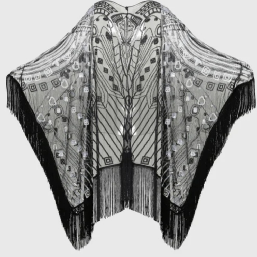 1920s Knee Length Fringed Shawl